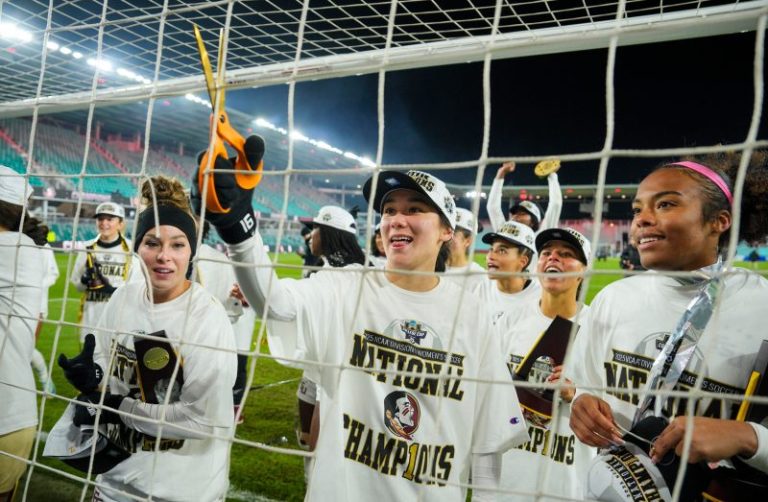 FSU women’s soccer recreates viral Lionel Messi photo after title win